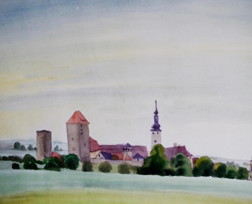 Querfurt am Abend - 2003 - 48 x 67,5