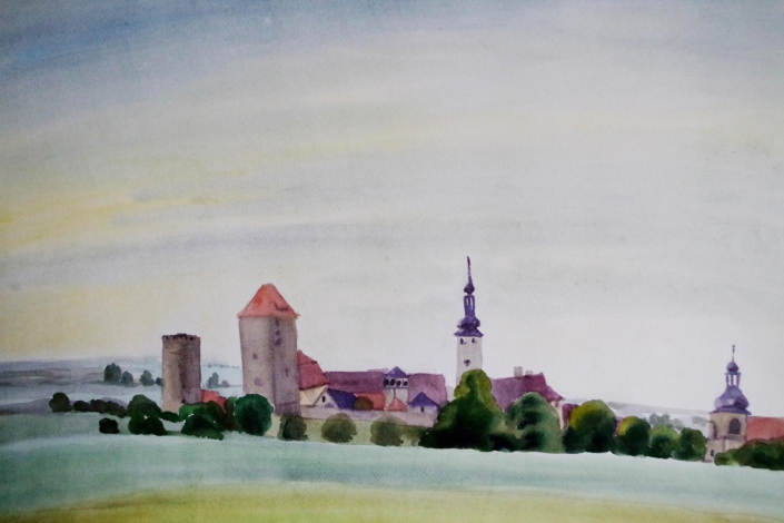 Querfurt am Abend - 2003 - 48 x 67,5