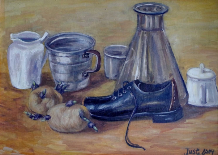 Stilleben mit Schuh und keimender Kartoffel - 2004 - 42 x 58