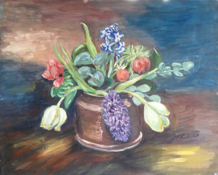 Strauß mit Tulpen und Hyazinthen - 2007 - 50 x 61,5