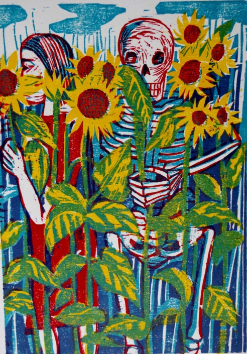 Totenzyklus - 2003 - Tod im Sonnenblumenfeld - 30 x 21