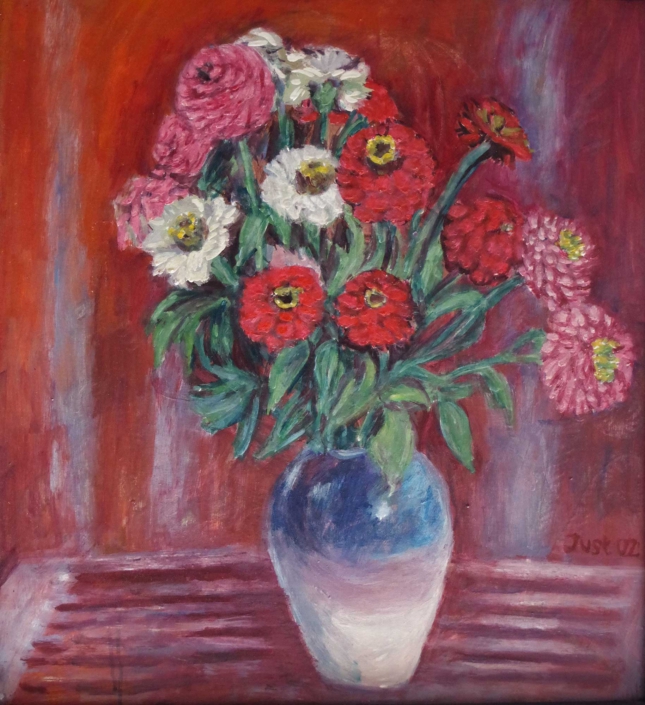 Zinnienstrauß - 2002 - 56 x 50